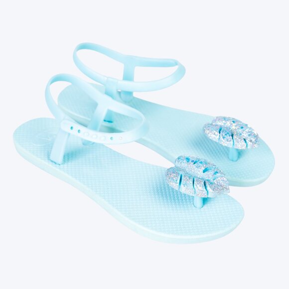 ZHOELALA — Sandals Comfort "TROPICAL LEAVES" • Sky Blue - Picture 2 of 8